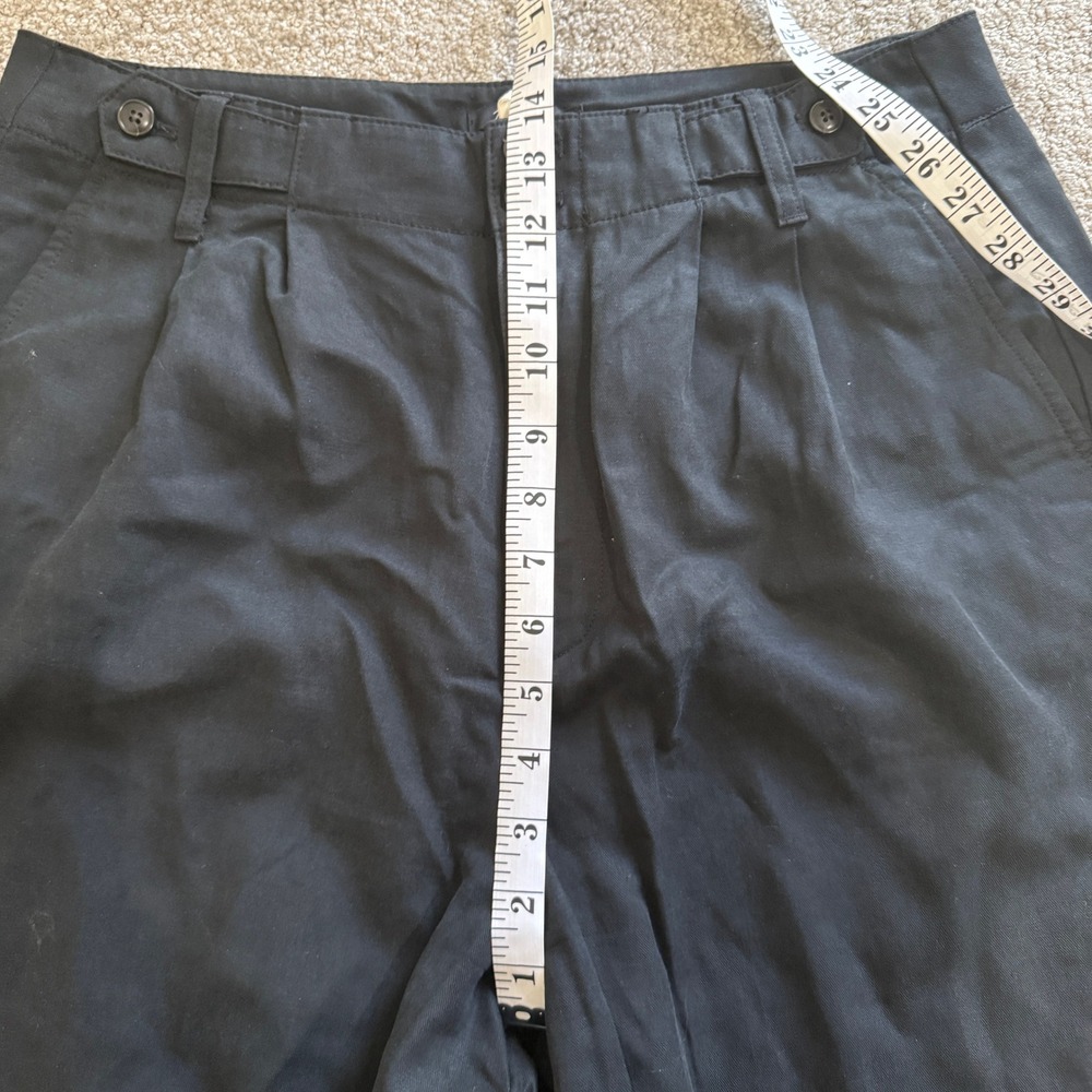Madewell Harlow Black Wide Leg Pleated Linen Tencel Trousers Pants Size 10 Chic - Picture 5 of 11
